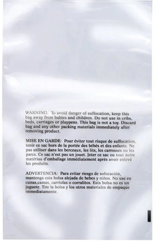9x12" Poly Bags Wicketed w/ Warning (1000 Bags)
