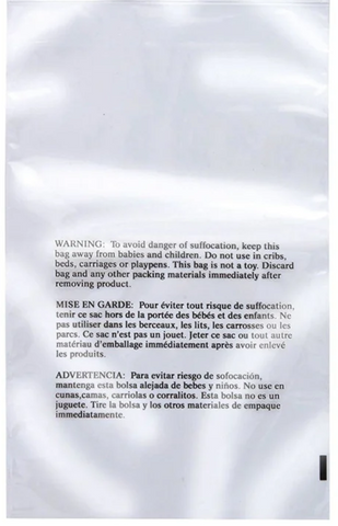 9x12" Poly Bags Wicketed w/ Warning (1000 Bags)