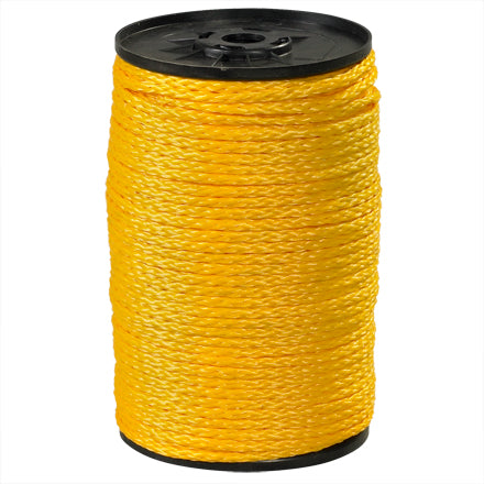 1/4", 1,000 lb, Yellow Hollow Braided Polypropylene Rope