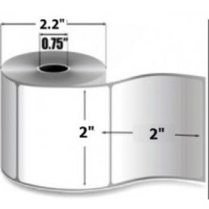 2x2" Thermal Transfer Labels on 3" Core (8 rolls/cs)