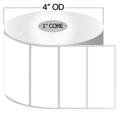 4x1" Direct Thermal Labels on 1" Core (4 rolls/cs)