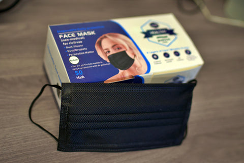 BLACK Face Mask 3-Ply (2000 masks per case)