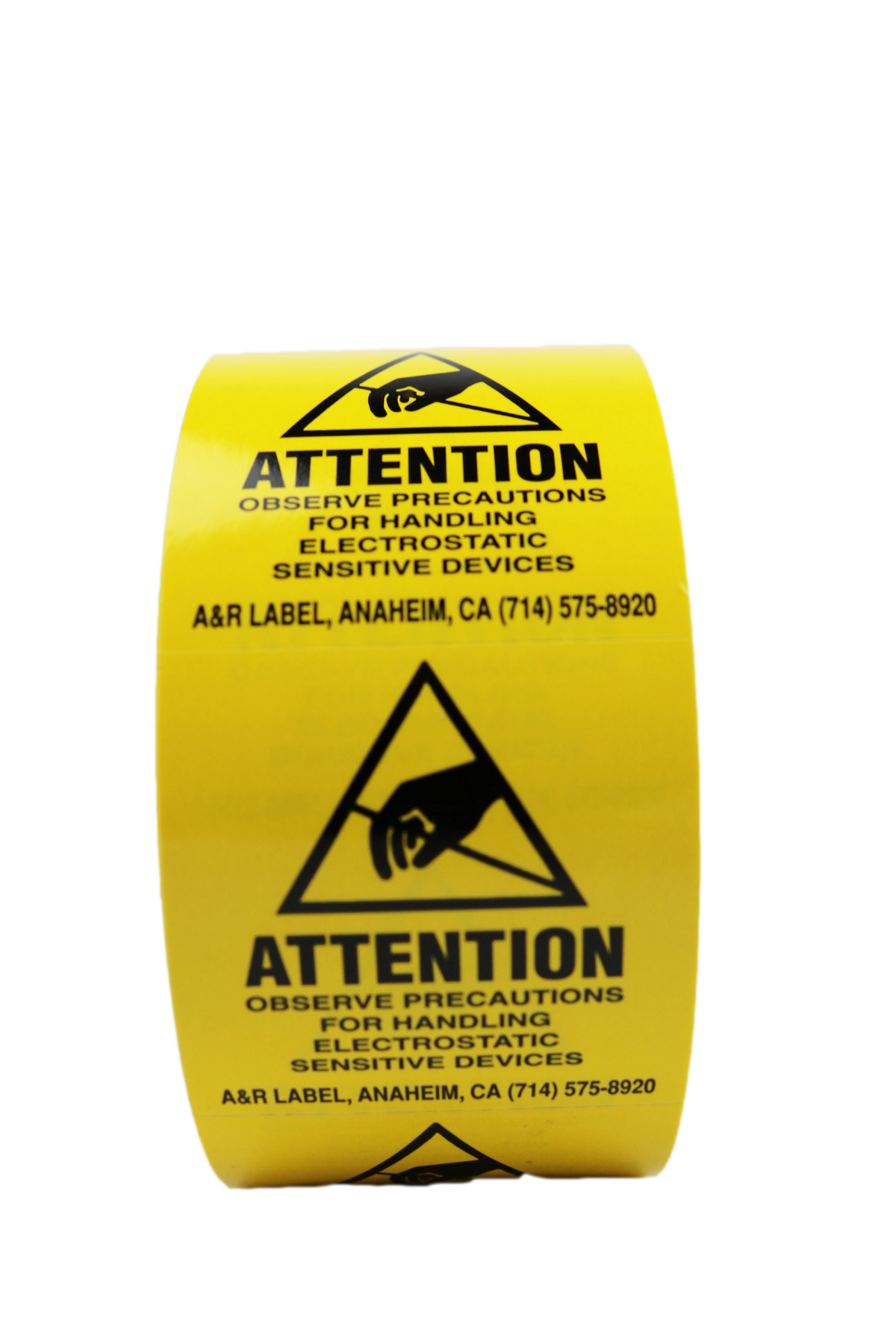 ATTENTION electrostatic Labels (500 per rl) Yellow & Black