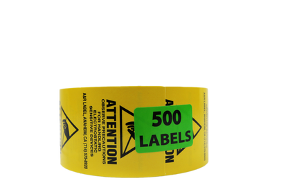 ATTENTION electrostatic Labels (500 per rl) Yellow & Black