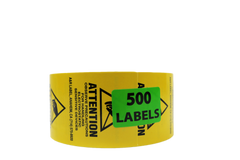 ATTENTION electrostatic Labels (500 per rl) Yellow & Black